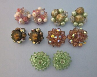 Vintage Earrings DeStash 5 pairs Bead Clips