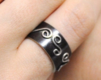 Statement Ring. Oxidized Ring. Handmade Silver Ring. Sterling Silver Ring. Size 7. Unique ring. OOAK Ring. Artisan jewelry