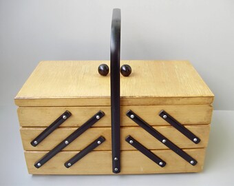 Vintage Knitting basket, sewing basket, sewing box, knitting box, organizer, jewelry box,jewelry holder