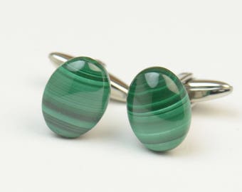 Malachite Gemstone Cufflinks-Mens gifts-Men accessories-Men gift