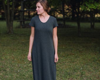 Jersey Knit Maxi Dress Short Sleeve Dress Made in the USA - Women's Clothing - Mill Creek