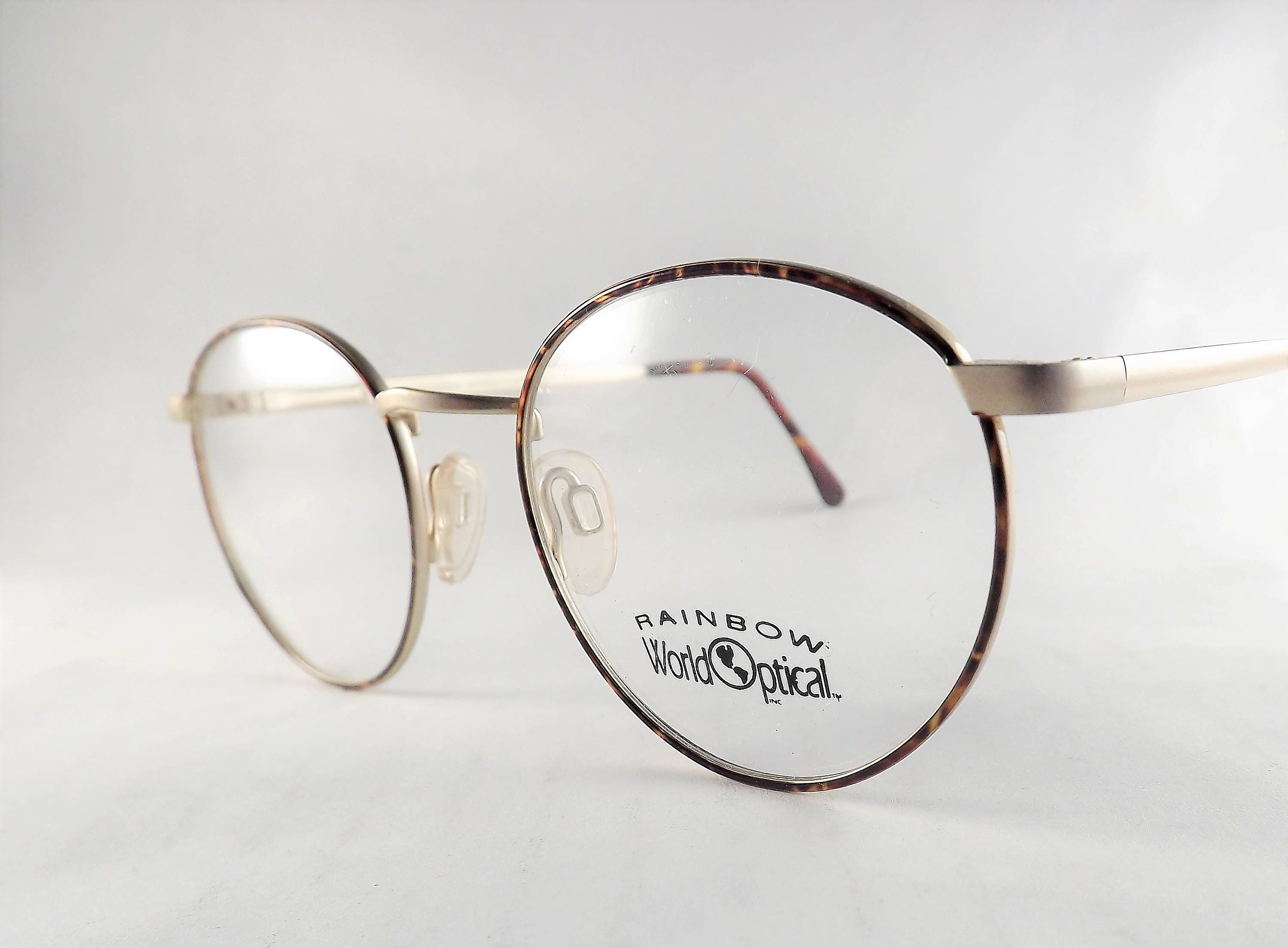 Tortoise Shell Eyeglasses Gold Metal Frames Vintage Round 