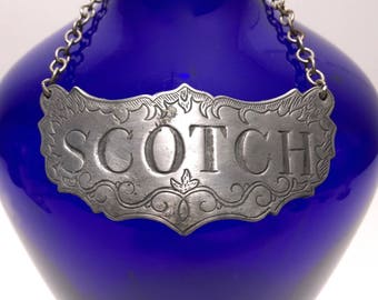 Vintage Scotch Decanter Label / Newport Style Gin Liquor Tag by Stieff