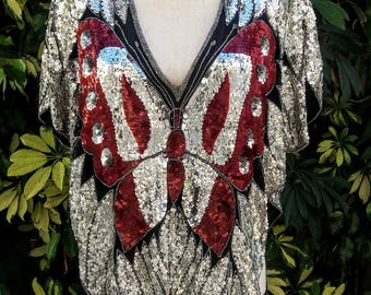 Sequin butterfly top | Etsy