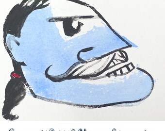 Original OOAK Mixed Media Drawing - "Greaser"