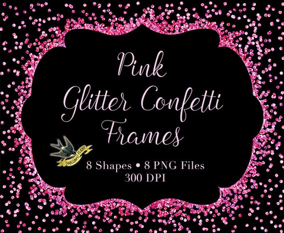 Download Pink Glitter Confetti Frames Digital Instant Download 8