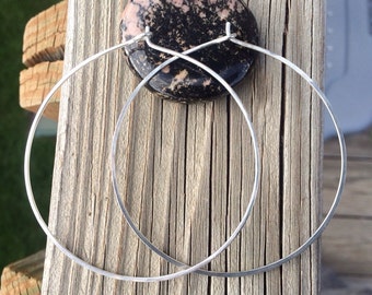 Large Hammered Sterling Silver Hoop Earrings
