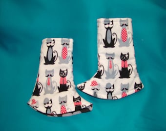 Tula Corner drool Pads, Ready to ship, Cats and Moustach Reversible without ribbon Tags