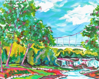 Greenville SC Falls Park Bridge 11x17