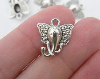 BULK 50 Elephant charms antique silver tone A533