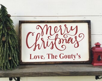 Merry Christmas Sign Last Name Sign Personalized Christmas Sign