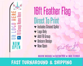 LLR Unicorn Consultant Flag Now Open Multi Color Design, Pop Up Flag, LLR Sign, Next Day Shipping LLR Style w/ Pole