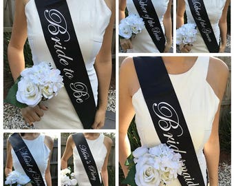 BLACK Hens Sash - Hen Sash - Bride To Be Sash - Bridal Shower - Engagement- Hen Party- Bachelorette - Bride- Bridesmaid - Team Bride