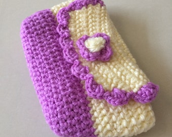 Clutch bag with purple laced