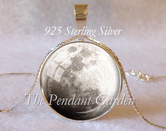 OVER THE MOON Sterling Moon Pendant Sterling Silver Full Moon Necklace Astronomy Jewelry 925 Sterling Planet Jewelry Moon Gift Astrology