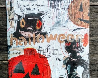 Postcard Size Print 'Halloween Cat'