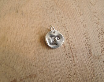 Initial Wax Seal Sterling Silver Charm Pendant