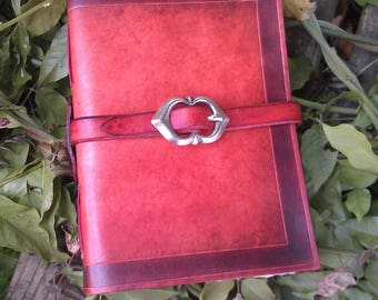 Red leather handmade grimoire / LARP / personal diary