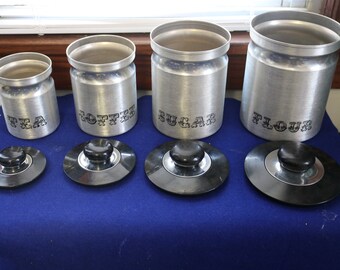 Retro Brushed Aluminum Canister Set