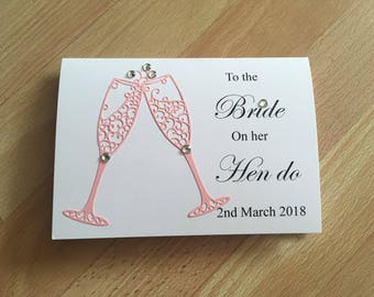 Hen do card, bride to be card, card for bride on her hen do, hen do party