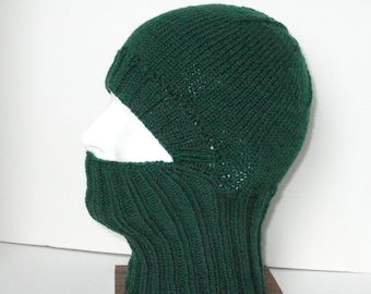 Green Knit Helmet Liner, Balaclava, or Ski Mask