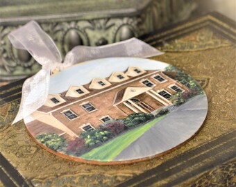 Custom House Ornament, Hand Painted Wood Burned