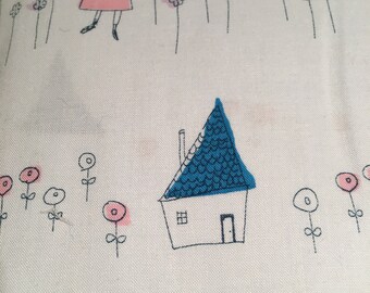 Yuwa Megumi Sakakibara Blue Uma Japanese fabric 1/2 Yard