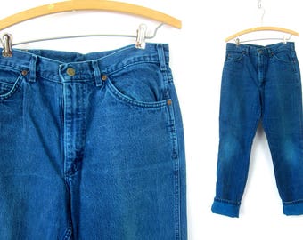 1980s LEE Jeans High Rise Jeans Washed Out Denim Vintage Jeans Distressed Faded Overdyed Denim Size 32 x 32