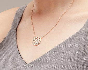 Monogram Necklace / Gold Monogram Necklace / Personalized Monogram Necklace / Bridesmaid Gift / Mother's day gift - HN01_F177