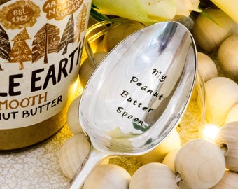 MY Peanut Butter Spoon - Hand Stamped Engraved Spoon - Peanut Butter Gift - Vintage Table Spoon