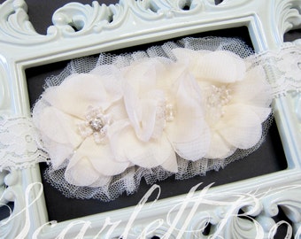 Off White/Ivory Lace Baby Headband, Girl Headband