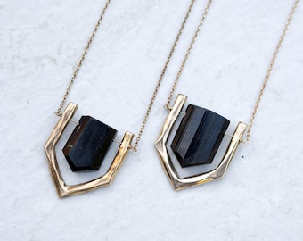 ARIEL / Raw Black Tourmaline Necklace, Black Tourmaline Jewelry, Natural Stone Necklace, Black Crystal necklace, Raw Black Tourmaline,