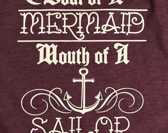 DIY IRON ON ** mermaid soul, mouth of sailor, mermaid saying iron on, sailor mouth