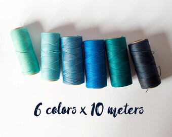 Linhasita macrame cord, linhasita macrame thread, polyester macrame thread, 6 color blue set, blue 60 meters macrame thread macrame cord