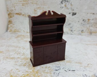 Marx Dining room Hutch China Cabinet Toy Dollhouse Traditional Style hard Plastic brown
