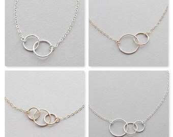 Unity Link Necklace / Circle Necklace / Minimal Link Necklace in Gold Fill and Sterling Silver / Friendship Necklace / Wedding gift
