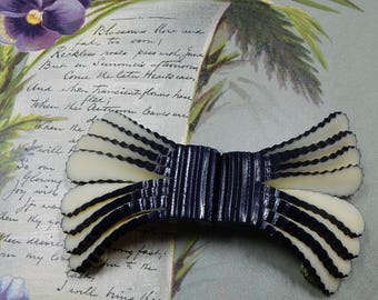2 piece Art Deco Black & White Celluloid Belt Buckle or Cloak Clasp OCS44