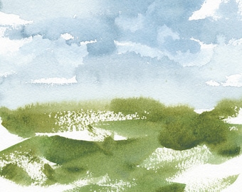 Meet me there 5, Original Abstract Waterscape Painting, Watercolour, Blue Green