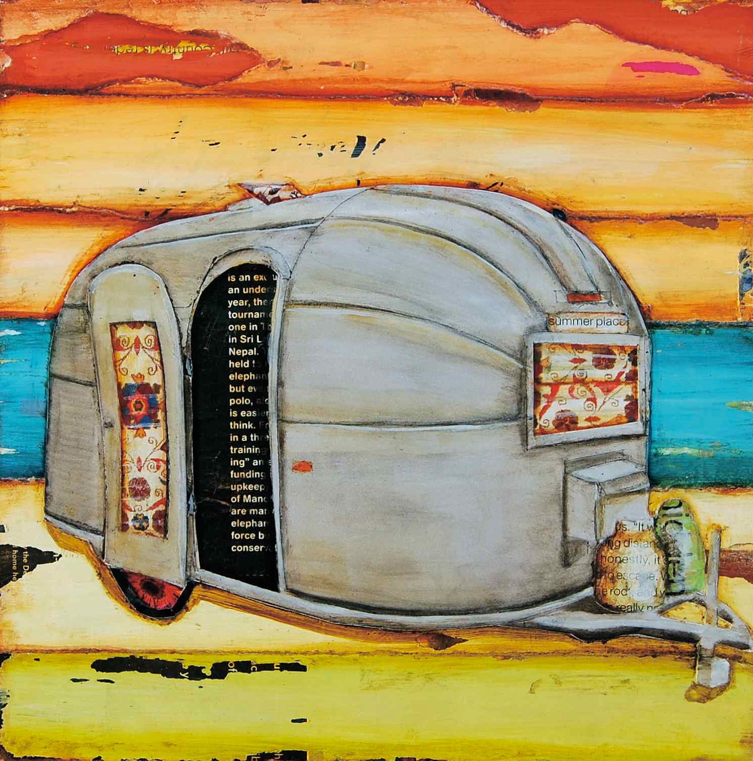 Airstream RV ART PRINT vintage retro camper camping beach