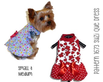 Suzi Que Dog Dress Pattern 1673 * Dog Summer Clothes * Dog Summer Dress * Dog Clothes Patterns * Dog Clothing * Dog Apparel * Sm & Med