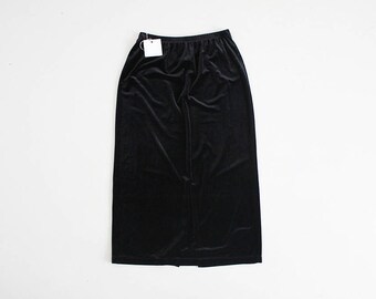 90s black velvet skirt | long velvet skirt | black velvet skit with elastic waist