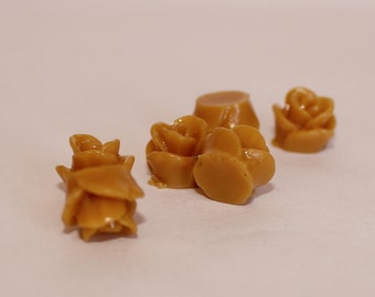 10 TEENY ROSE Cabochons - 8mm - Mustard Color