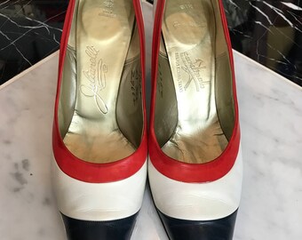 Color block "Jullianelli" brand vintage,color block leather pumps, shoes, Size 7.5