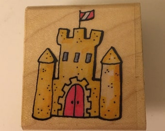 Rubber Stampede Wood Mounted Rubber Stamp 'Sandcastle' by Karen Barbas.