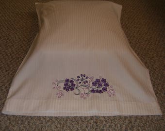 Purple Flower embroidered pillowcases