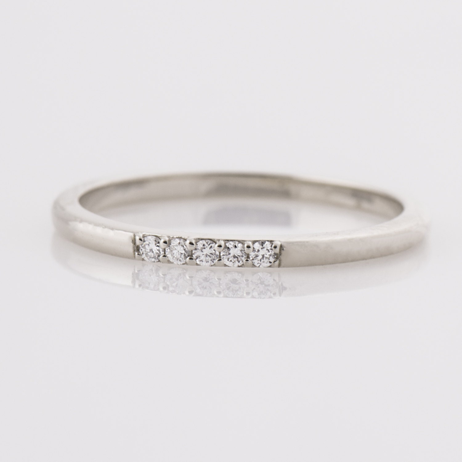 Thin Diamond Ring 14K White Gold Stacking Ring Dainty