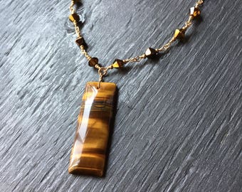 Tiger eye necklace with Swarovski crystals