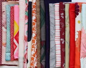 kimono fabric set, Japanese fabric, kimono textile, Japanese textile, gifts for crafter, Japanese shibori, 20 pieces/2
