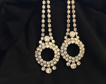 Gorgeous rhinestone clip chandelier earrings