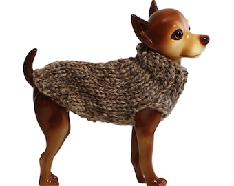 Hand Knit Dog Sweater- Sand Stone